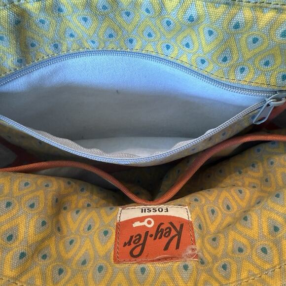 FOSSIL Key-Per Tote Gray Coated Canvas Shoulder Bag Purse City Birds GUC - Picture 13 of 16